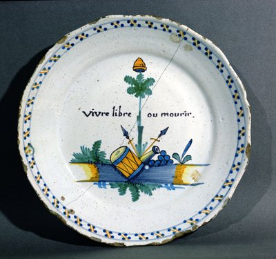 Placa representando a Árvore da Liberdade, declarando Liberdade ou Morte, c.1792 (cerâmica) de French School