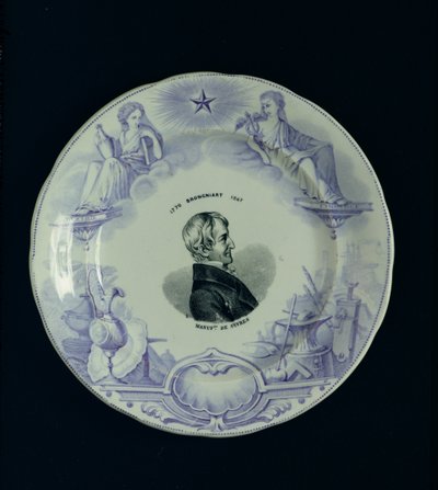 Placa com um retrato de Alexandre Brongniart (1770-1847) (cerâmica) de French School