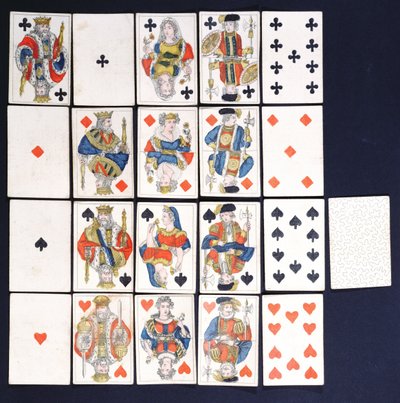 Cartas de jogar, (gravura em madeira colorida) de French School