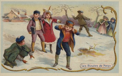 Jogar às bolas de neve (cromolitho) de French School