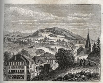 Plombieres-les-Bains (Plombieres les Bains) thermal resort of Vosges - gravura em "La France illustree: geography, history, statistical administration" de V.A. Malt-Brown. 1884 de French School