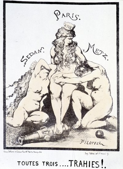 Desenho animado político "Os três... traídos!" de French School