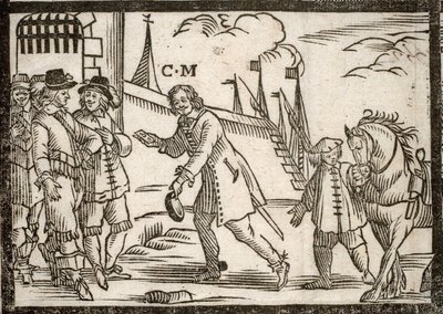 Panfletos políticos Mazarinade: Mazarin liberta os príncipes em Le Havre, madeira gravada de French School