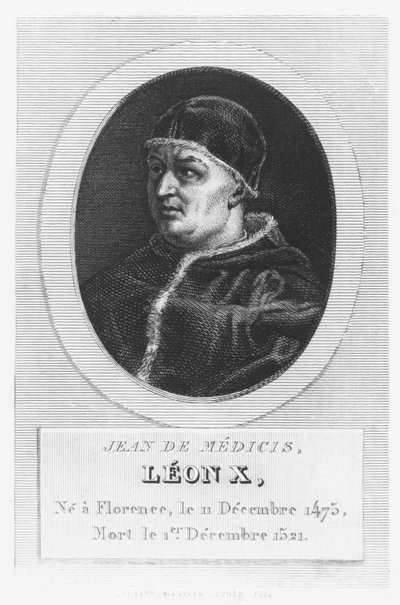Papa Leão X, Giovanni di Lorenzo de Medici (gravura) de French School