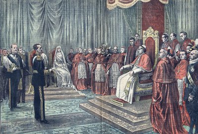 O Papa Pio XI recebe em audiência solene os governantes de Espanha, em "Le Pelerin de French School