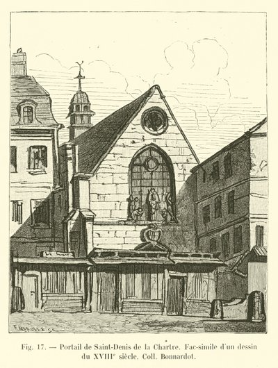 Portal de Saint-Denis de la Chartre, Fac-símile de um desenho do século 18 Coll Bonnardot de French School