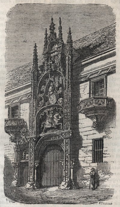 Porta do Palácio Ducal de Nancy (Palácio dos Duques de Lorena) (1502-1512) - gravura em "Histoire de France" de Victor Duruy (1811-1894) - 1882 de French School