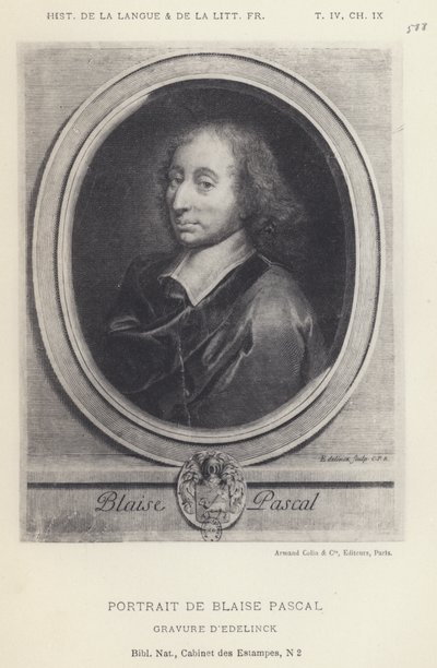 Retrato de Blaise Pascal (litho) de French School