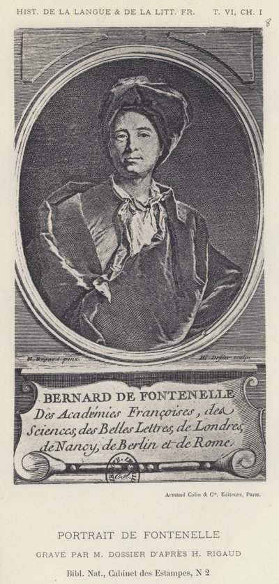 Retrato de Fontenelle (litho) de French School