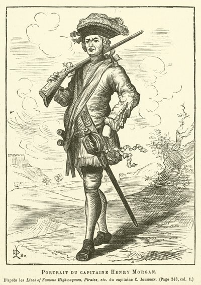 Retrato do Capitão Henry Morgan (gravura) de French School
