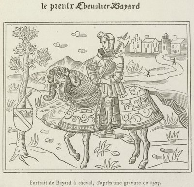 Retrato de Bayard a cavalo (gravura) de French School
