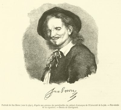 Retrato de Jan Steen, sem o tubo (gravura) de French School