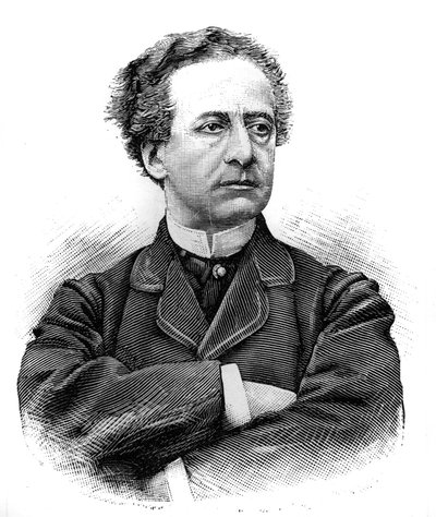 Retrato de Jean Baptiste Prospere Bressant (1815-1886) (Jean-Baptiste-Prospere), comediante francês da Comediante Francaise. Gravação em "Le Monde Illustre", 30 de Janeiro de 1886. de French School