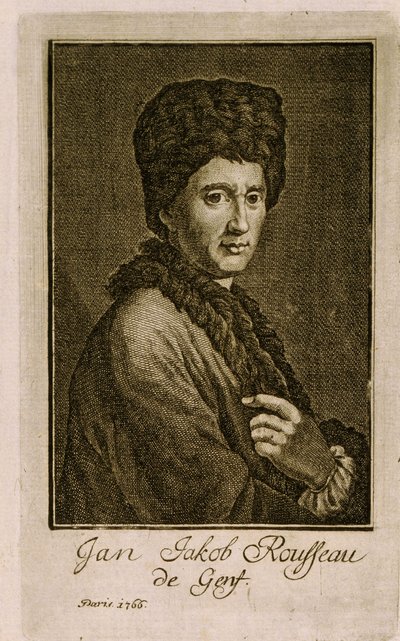 Retrato de Jean Jacques Rousseau (1712-1778). Trabalho anônimo, gravura de 1766. Arte francesa de French School