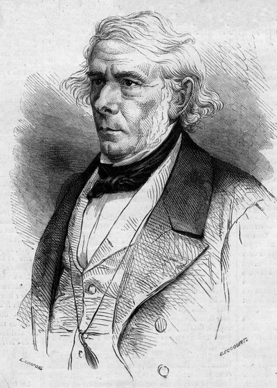 Retrato de Victor Cousin (1792-1867), filósofo e político francês, membro da Academia Francesa. Gravura em "Le Monde Illustre" n°511 de 26 de janeiro de 1867. de French School