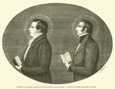 Retrato do profeta Joseph Smith e de seu irmão Hyram Smith (gravura) de French School