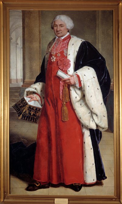 Portrait en pied de Claude Ambroise Regnier (1746-1814), advogado no Parlamento e deputado no Terceiro Estado, ministro da Justiça de 1802 a 1813 Pintura anónima. Século XVIII. Nancy, musee historique lorrain - Retrato completo de Claude Ambroise R de French School
