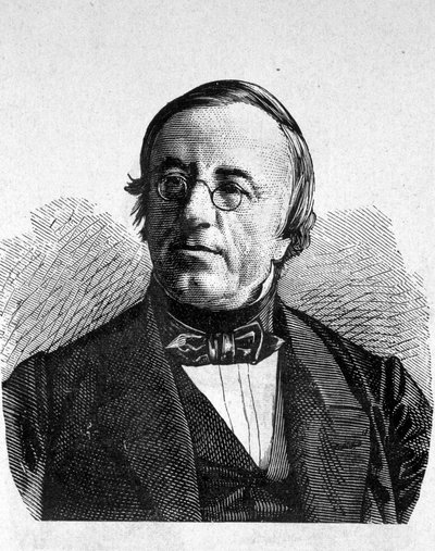 Retrato de A. de la Rive (1801 - 1873), físico suíço - no "Album de la Science; cientistas ilustres; Grandes descobertas" 1896. de French School