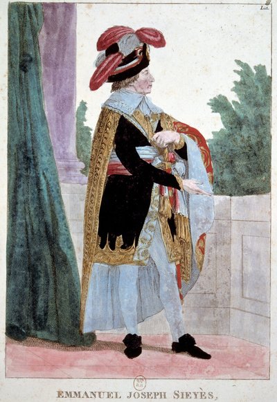 Retrato de Abbe Emmanuel Sieyes (1748 - 1836) membro do Conselho Executivo. Gravura do século XIX. Paris, Musee Carnavalet. de French School