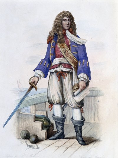 Retrato da Almirante Anne Hilarion de Costentin (Cotentin), Conde de Tourville (1642-1701) - em "Le Plutarque francais", de Mennechet, Paris de French School