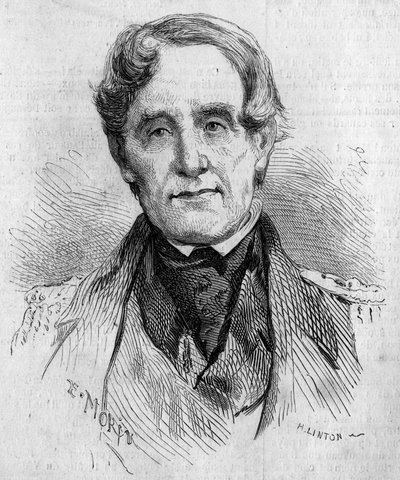 Retrato do Almirante Edmund Lyons (1790-1858), comandante da Marinha Britânica durante a Guerra da Crimeia (1853-1856). Gravura de Morin no "Le Monde Illustré" n°85 de 4 de dezembro de 1858. de French School