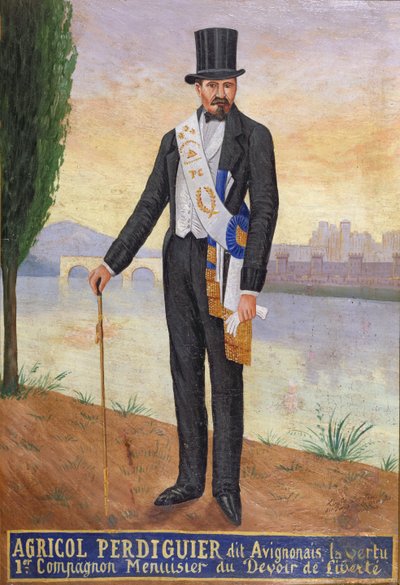 Retrato, de, Agricol, Perdiguier, sabido, como, avignonais, ficar, ligado, a, bancos, de, rio, rhone, em, avignon, c.1860-65 de French School