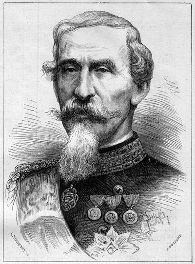 Retrato de Alfonso Ferrero de La Marmora (Lamarmora) (1804 - 1878) general e político italiano. Gravura em "Le Monde Illustré" n°1085 de 19 de Janeiro de 1878. de French School