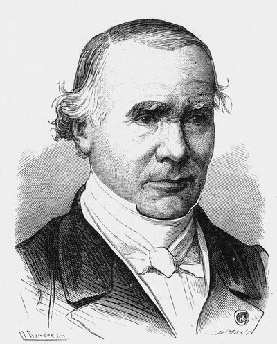 Retrato de Alfred Louis Maris Velpeau (1795 - 1867), cirurgião francês (um curativo com seu nome) - no "Album de la Science; cientistas ilustres; Grandes descobertas" 1896. de French School