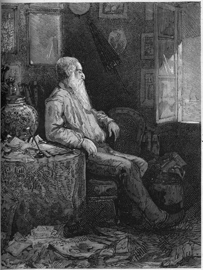 Retrato de Alphonse Karr (1808-1898), romancista e dramaturgo francês. Gravura em "Le Monde Illustré" n°1122 de 28 de Setembro de 1878. de French School