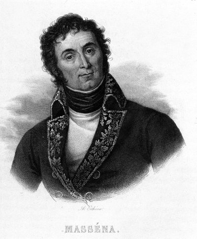 Retrato de Andre Massena (1756 - 1817) - em "Revolução Francesa" de Thiers. Século XIX de French School