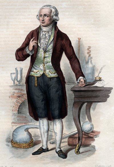 Retrato de Antoine Laurent Lavoisier (1743-1794), químico francês. de French School
