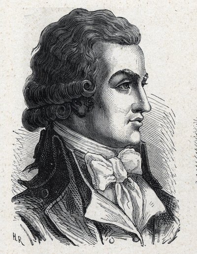 Retrato de Antoine Pierre Joseph Marie Barnave (1761-1793) político francês. Gravura de 1889. Coleção privada. de French School
