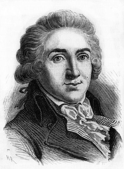 Retrato do depoimento de Armand Gensonne (1758 - 1793) da convenção. Gravura do final do século XIX. de French School