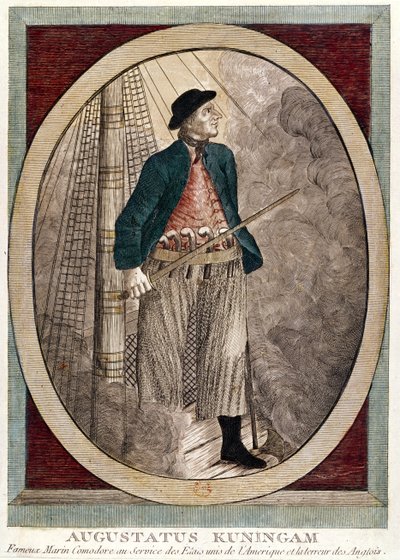Retrato de Augustatus Kuningam, um pirata americano ativo durante a Guerra da Independência, c.1780 de French School