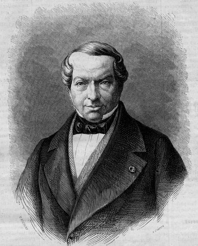 Retrato do Barão James de Rothschild (1792-1868), banqueiro alemão. Gravura no "Le Monde Illustré" n°298 de 27 de Dezembro de 1862. de French School