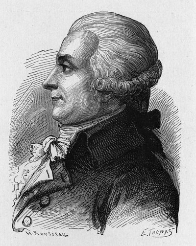 Retrato do Barão Louis-Bernard Guyton-Morveau (Louis Bernard Guyton de Morveau) (Guiton) (1737-1816), político francês, químico e revolucionário - no "Album de la Science; ilustres estudiosos; Grandes disouvertes" 1896. de French School