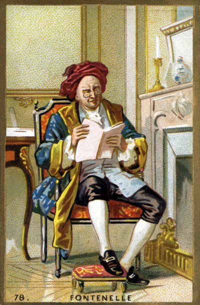 Retrato de Bernard Le Bouyer (Le Bovier) de Fontenelle (1657-1757). Cromolitografia do final do século XIX. de French School