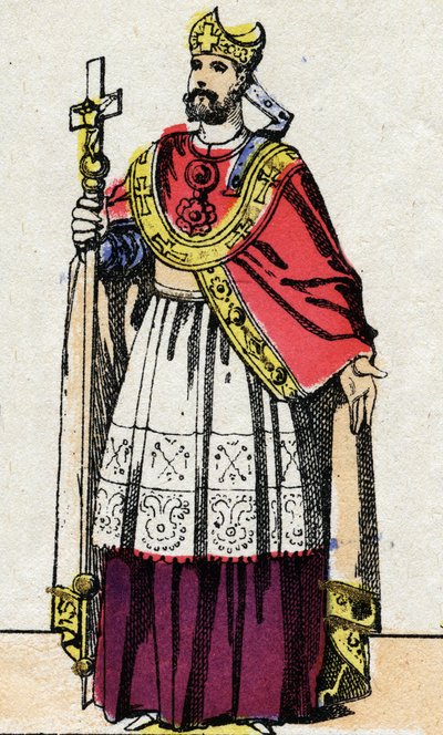 Retrato de Bonifácio (v. 675-754), arcebispo de Mainz, que evangelizou a Alemanha e reorganizou o porteiro dos Franc Clerge. de French School