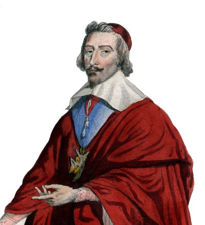 Retrato do Cardeal Richelieu (Armand Jean du Plessis) (1585-1642), clérigo francês, nobre e estadista. de French School