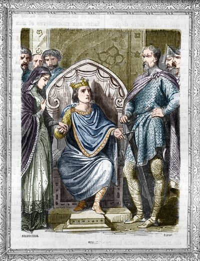 Retrato de Carlos III chamado de Simples (879-929). Gravura em "Histoire des Papes-Rois-Queen and Empereurs a travessa les centuries" de Maurice Lachatre de French School