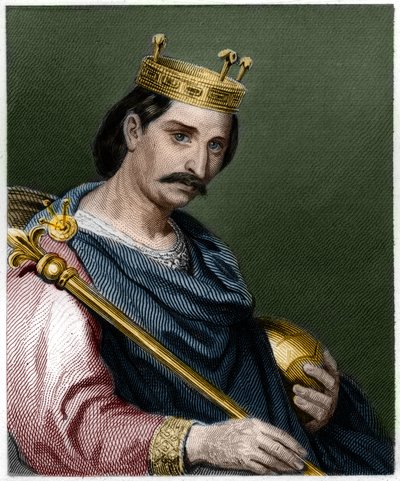 Retrato de Carlos II o Careca (823 - 877), Rei de França - em "Histoire des Francais" de Lavallee, gravura, sd. de French School