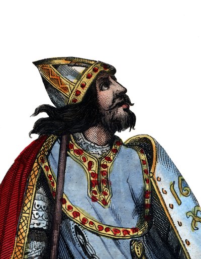 Retrato de Charles Martel (688-741), líder militar e político franco. de French School