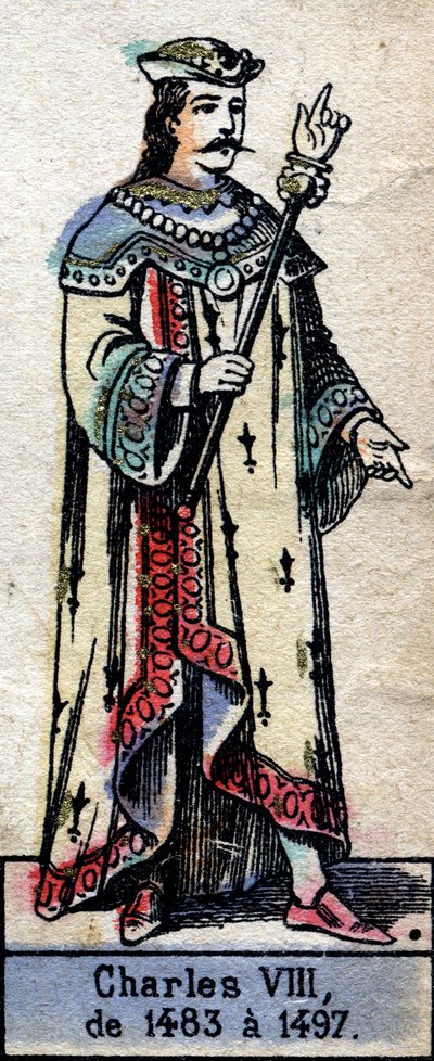 Retrato de Carlos VIII da França ou Carlos VIII o Afável (1470-1498) (Dinastia dos Capetianos). Ilustração de finais do século XIX. de French School