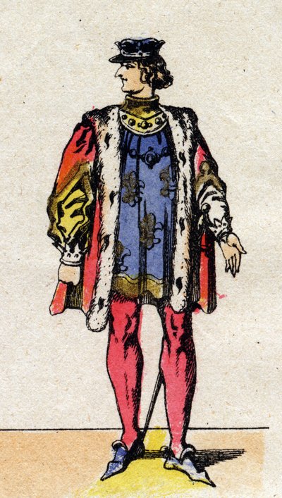 Retrato de Carlos VI de França, conhecido como Carlos o Bom Aime (1368-1422) (dinastia dos Capetianos). de French School