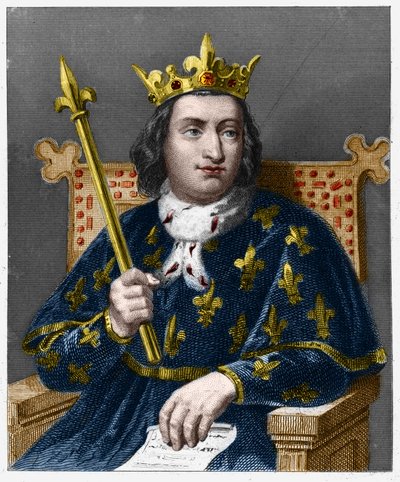Retrato de Carlos V o Sábio (1338 - 1380), Rei de França - em "Histoire des Francais" de Lavallee, gravura, sd. de French School