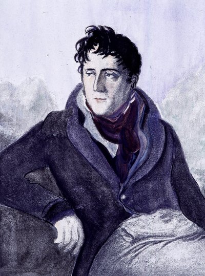 Retrato de Chateaubriand. Gravura do século XIX. de French School