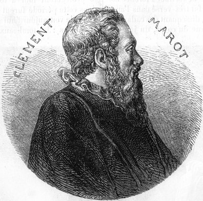 Retrato de Clement des Marets dit Marot (1496-1544), poeta. Em "Histoire Populaire de la France", sd. circa 1885. Gravação. de French School