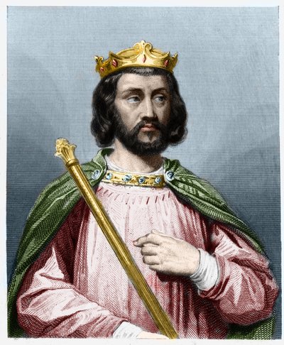 Retrato de Clotaire (Clothaire) III (652 - 673), Rei de Neustria e Borgonha - em "Histoire des Francais" de Lavallee, gravura, sd. de French School