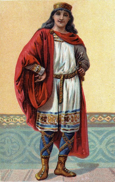 Retrato de Clóvis II, Rei dos Francos (v.633-657). de French School