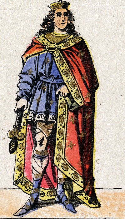 Retrato de Clóvis II, Rei dos Francos (v.633-657). de French School